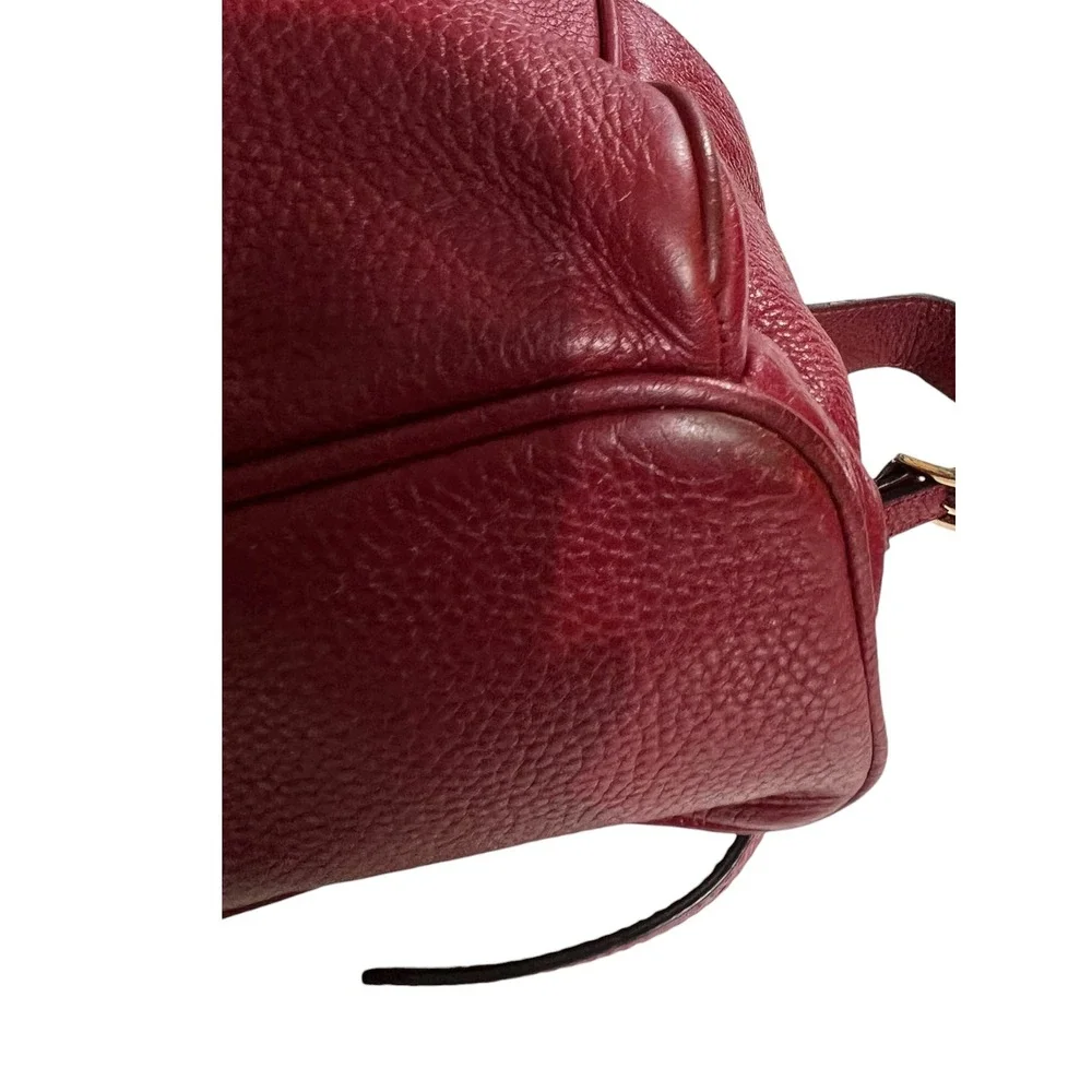 Michael Kors Abbey Red Pebbled Leather Backpack Travel Bag Classic Minimalist - Picture 7 of 13